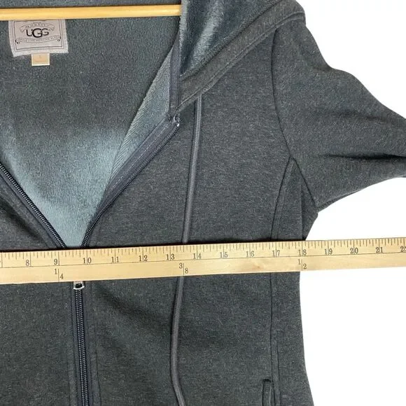 UGG Fleece Lined Full Zip Hoodie Dark Gray Women’s S Soft Cozy Sweatshirt Pocket - Picture 7 of 8
